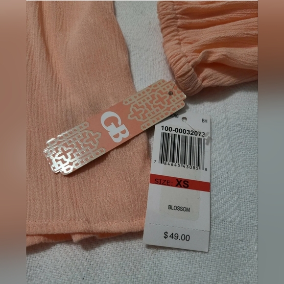 NWT Gianni Bini Boho Salmon Multicolor Tassel Detail Long Sleeve Top Size XS - Picture 5 of 5